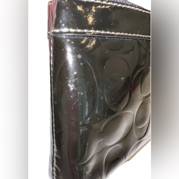 Coach VTG Y2K Monogram Patent Black Leather Wristlet Coin Purse NO WRIST STRAP - Picture 13 of 14